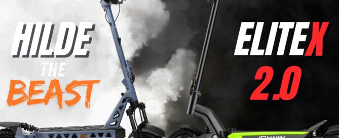 Erfahre, welcher Premium-E-Scooter Dein Favorit ist: Hilde – The Beast vs. IO Hawk Elite X 2.0. Spare jetzt mit Gutscheincode SH10!